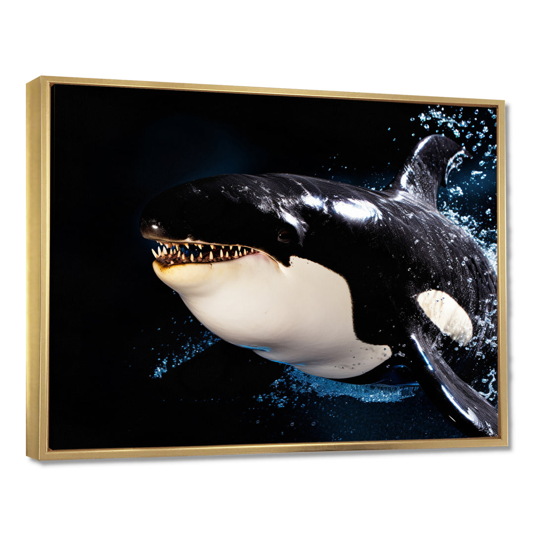 Smiling Deep Sea Orka - Coastal Animal Large Canvas Wall Art