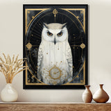 White Owl Wisdom Retro Glam Collage - Owl Living Room Wall Art