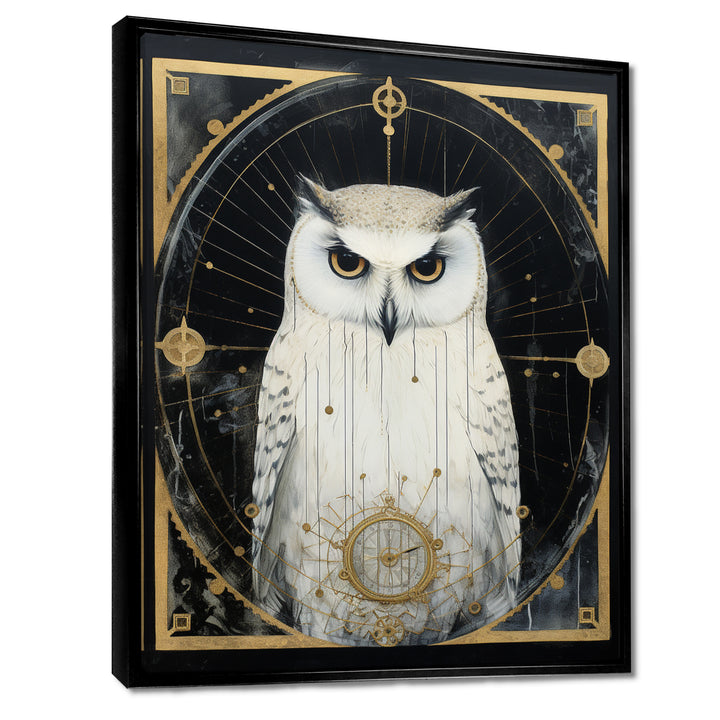 White Owl Wisdom Retro Glam Collage - Owl Living Room Wall Art