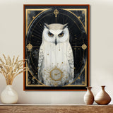 White Owl Wisdom Retro Glam Collage - Owl Living Room Wall Art