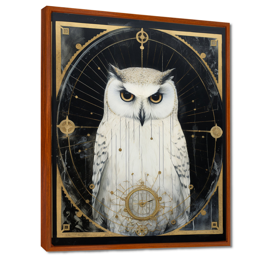 White Owl Wisdom Retro Glam Collage - Owl Living Room Wall Art