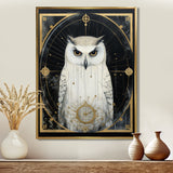 White Owl Wisdom Retro Glam Collage - Owl Living Room Wall Art