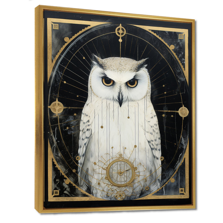 White Owl Wisdom Retro Glam Collage - Owl Living Room Wall Art