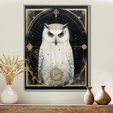 White Owl Wisdom Retro Glam Collage - Owl Living Room Wall Art