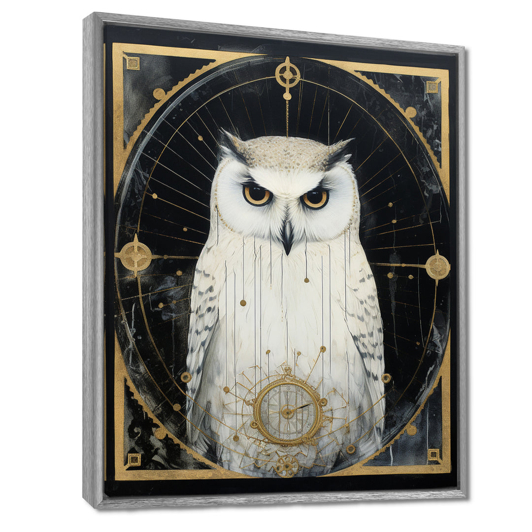 White Owl Wisdom Retro Glam Collage - Owl Living Room Wall Art