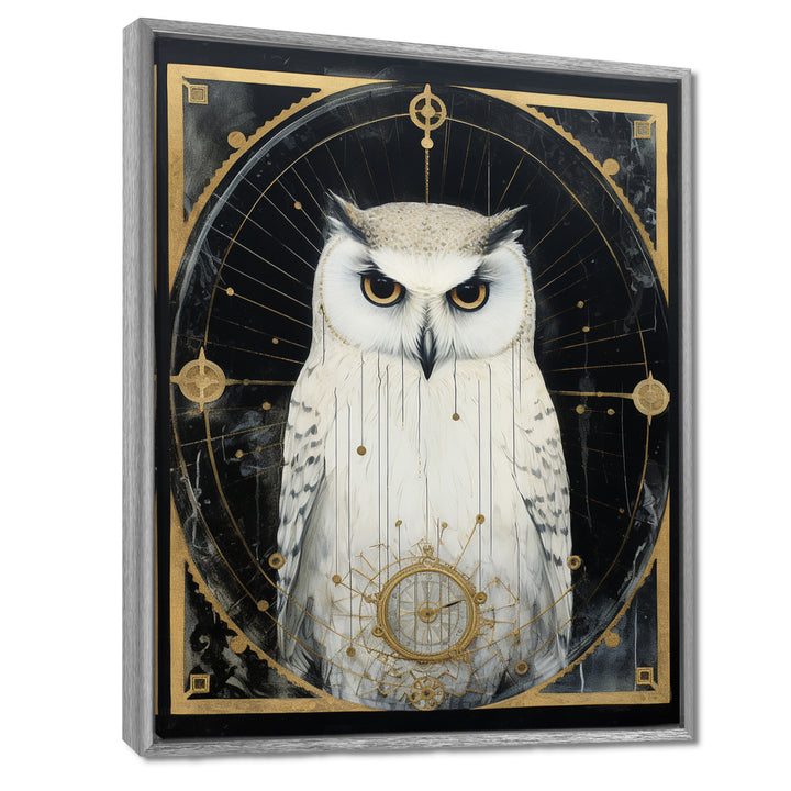 White Owl Wisdom Retro Glam Collage - Owl Living Room Wall Art