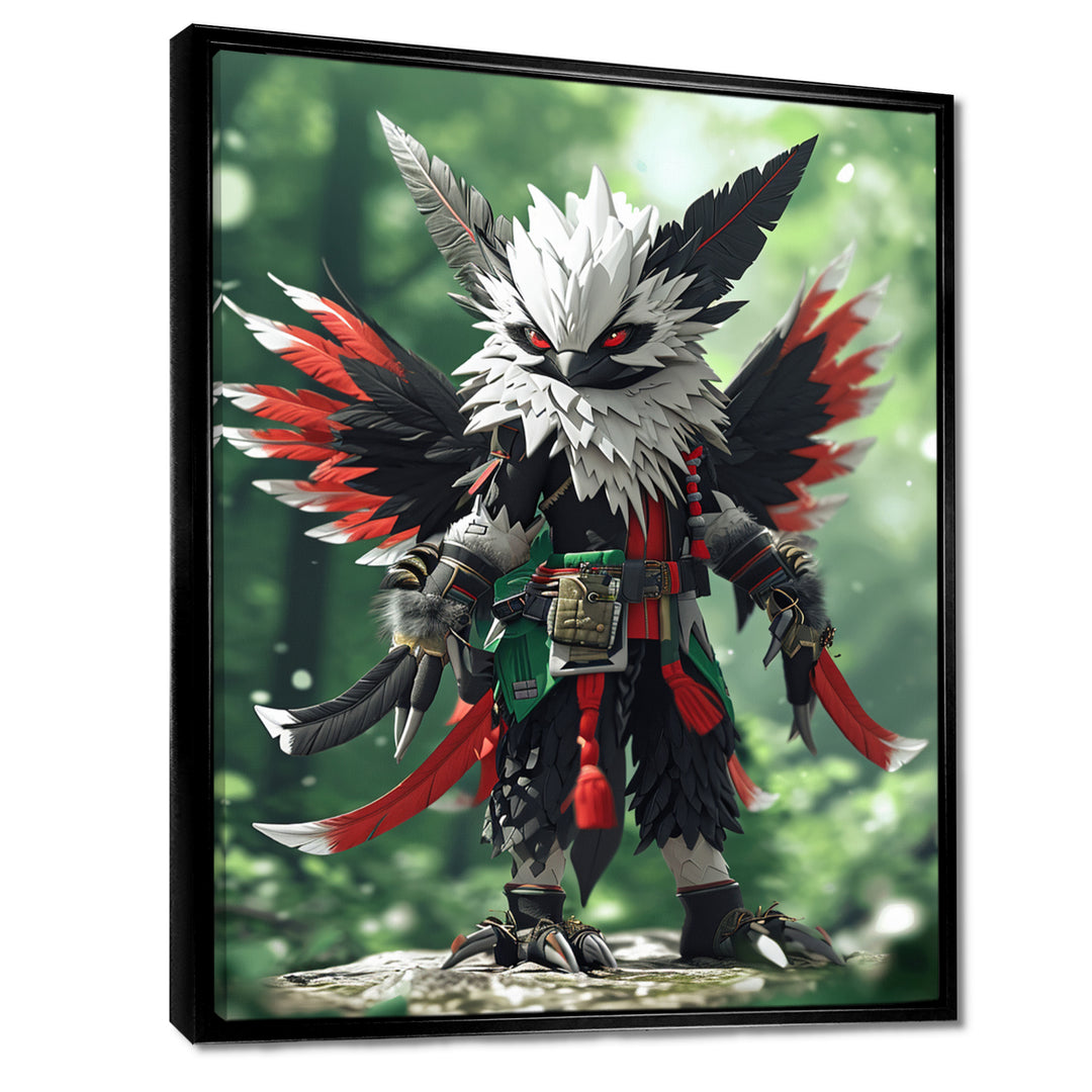 White Owl Feathered Fantasy Warrior - Owl Bedroom Wall Art