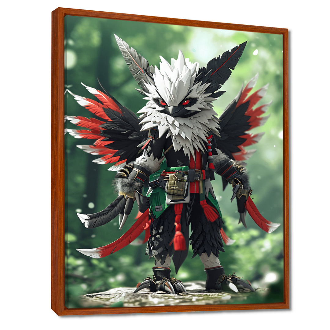 White Owl Feathered Fantasy Warrior - Owl Bedroom Wall Art