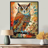 Colorful Boho Owl Retro Illustration - Owl Canvas Wall Art