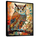 Colorful Boho Owl Retro Illustration - Owl Canvas Wall Art