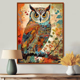 Colorful Boho Owl Retro Illustration - Owl Canvas Wall Art