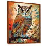 Colorful Boho Owl Retro Illustration - Owl Canvas Wall Art