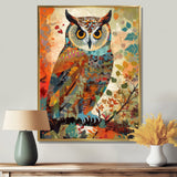 Colorful Boho Owl Retro Illustration - Owl Canvas Wall Art