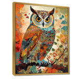 Colorful Boho Owl Retro Illustration - Owl Canvas Wall Art