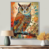 Colorful Boho Owl Retro Illustration - Owl Canvas Wall Art