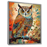Colorful Boho Owl Retro Illustration - Owl Canvas Wall Art