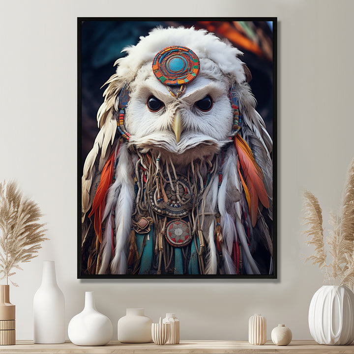 Shamanic White Owl Wisdom - White Owl Wall Art