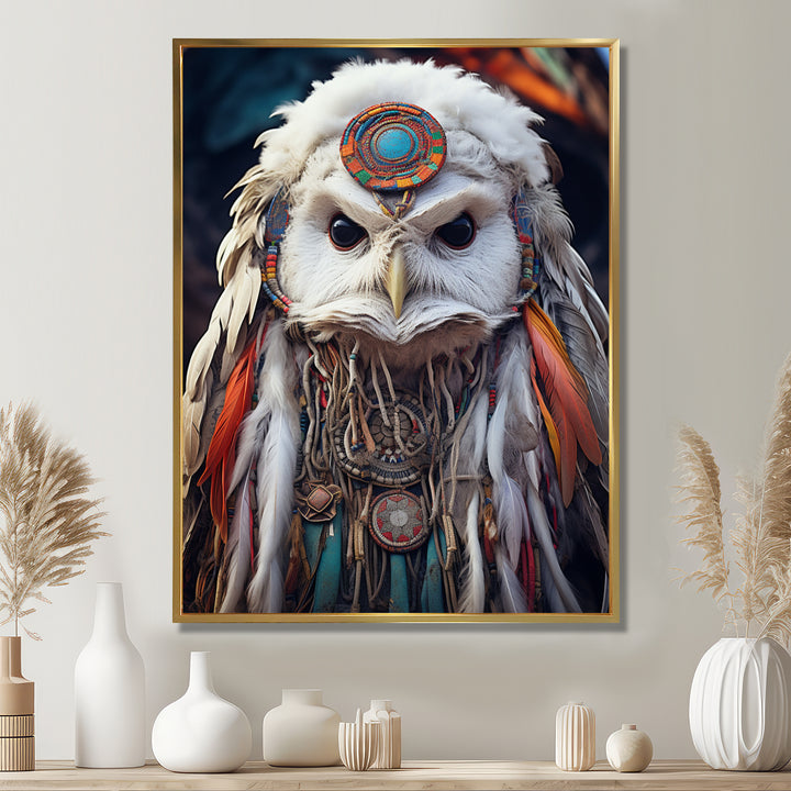Shamanic White Owl Wisdom - White Owl Wall Art