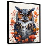 Nobel Owl Red Autumn Leaves - Owl Framed Canvas Art