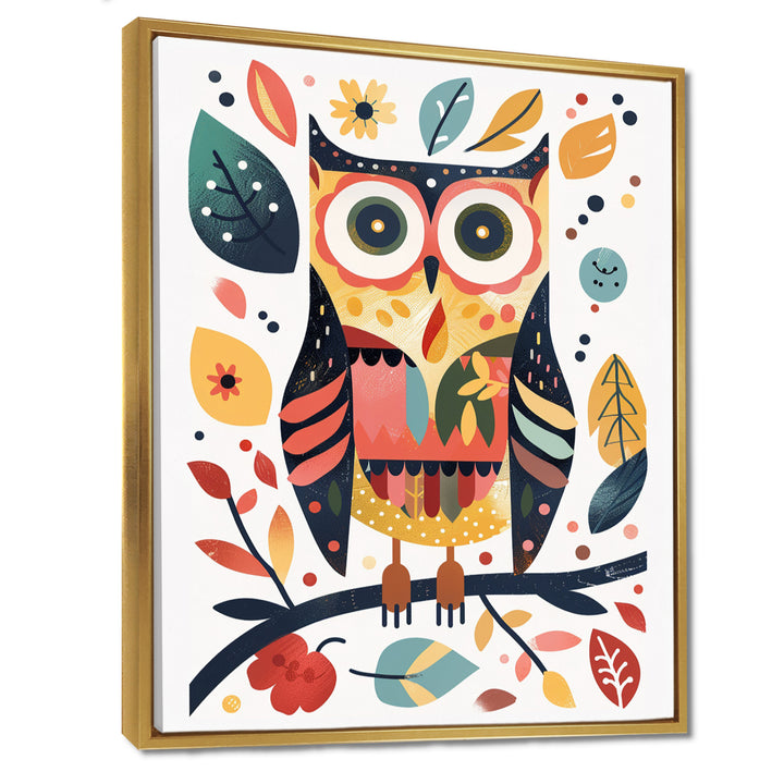 Whimsical Colorful Owl Autumn Leaves Retro - Owl Home Decor Art