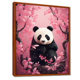Panda In Pink Blossoming Tree - Panda Living Room Wall Art