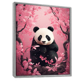 Panda In Pink Blossoming Tree - Panda Living Room Wall Art
