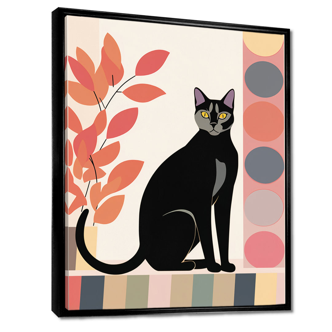 Retro Portrait Of A Gracious Black Cat - Cat Canvas Wall Art