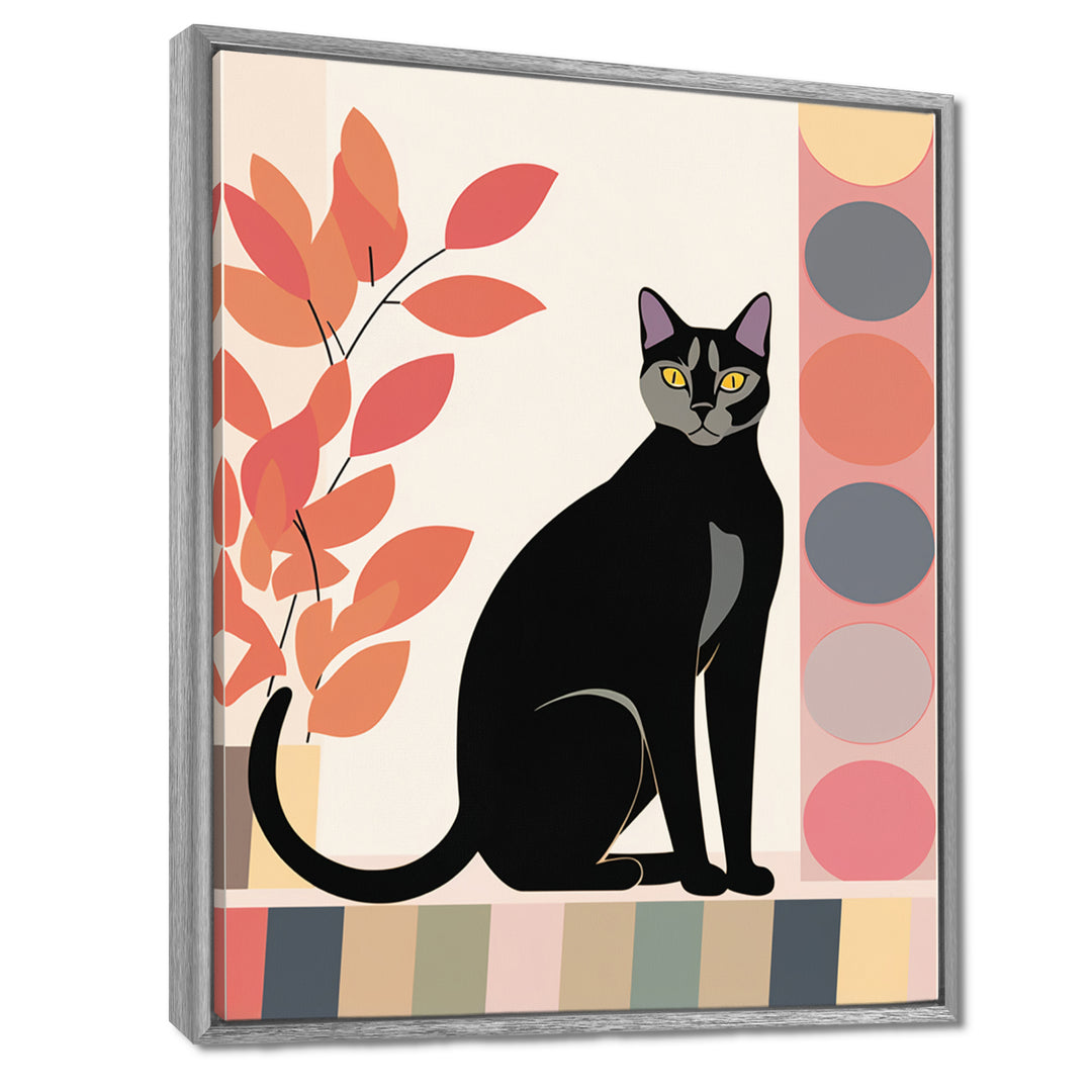Retro Portrait Of A Gracious Black Cat - Cat Canvas Wall Art