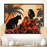 Black Panther With Gracious Woman Companion - Panther Wall Decor