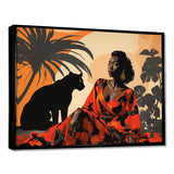 Black Panther With Gracious Woman Companion - Panther Wall Decor