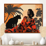 Black Panther With Gracious Woman Companion - Panther Wall Decor