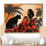 Black Panther With Gracious Woman Companion - Panther Wall Decor