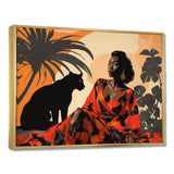 Black Panther With Gracious Woman Companion - Panther Wall Decor