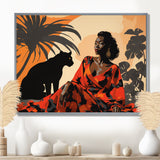 Black Panther With Gracious Woman Companion - Panther Wall Decor