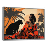 Black Panther With Gracious Woman Companion - Panther Wall Decor