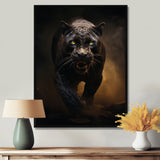 Ferocious Black Panther Running In The Mist - Panther Large Canvas Wall Art