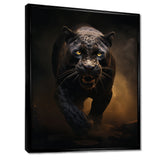 Ferocious Black Panther Running In The Mist - Panther Large Canvas Wall Art