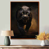 Ferocious Black Panther Running In The Mist - Panther Large Canvas Wall Art