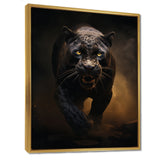 Ferocious Black Panther Running In The Mist - Panther Large Canvas Wall Art