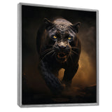 Ferocious Black Panther Running In The Mist - Panther Large Canvas Wall Art