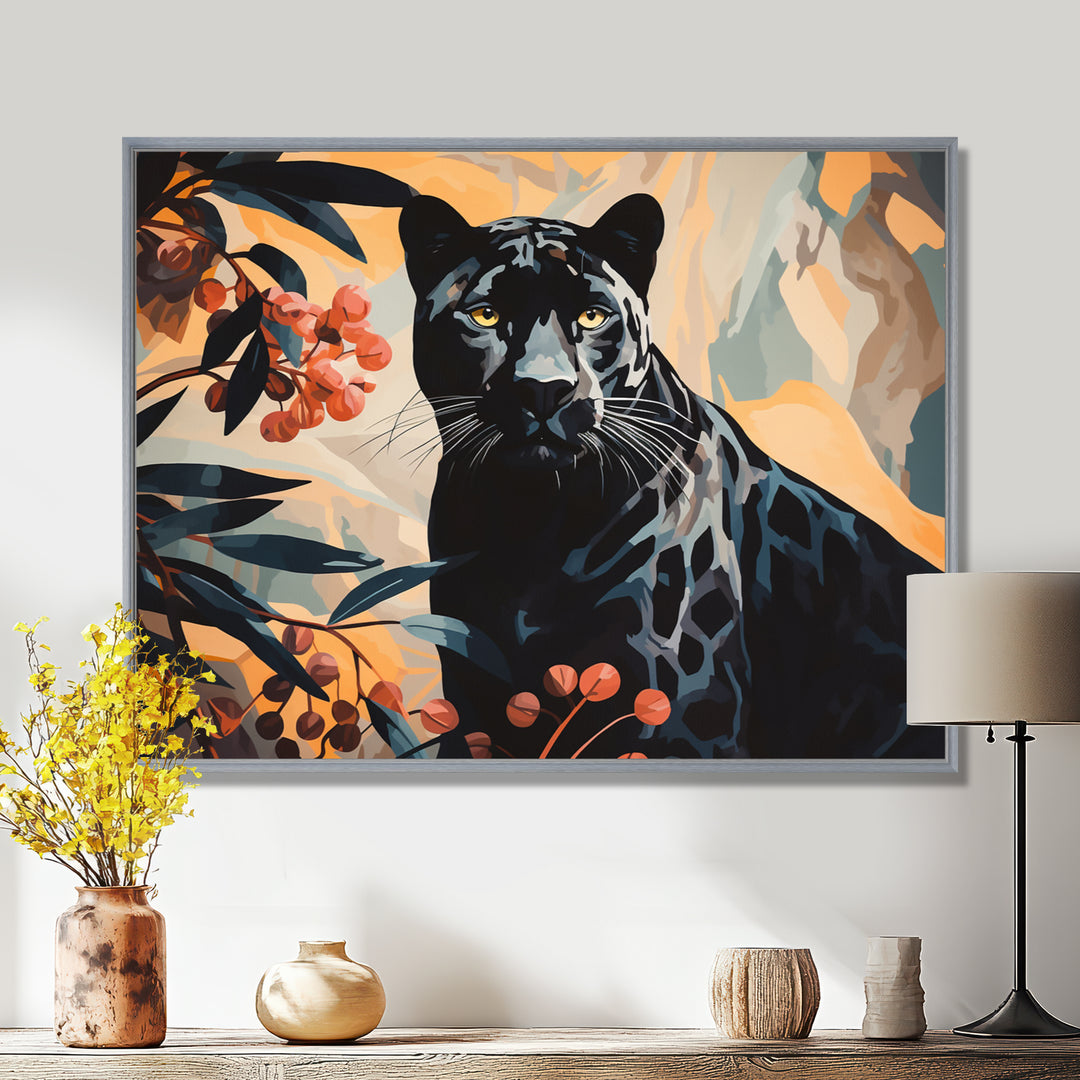 Quiet Black Panther Lurking In The Jungle - Panther Home Decor Art