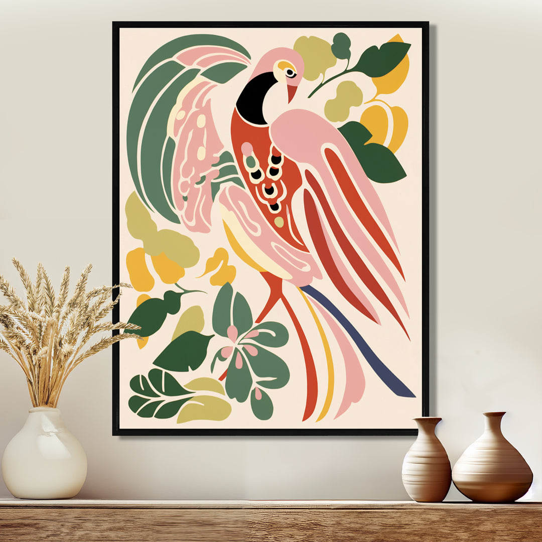 Pink Peacock Graphic Illustration - Peacock Canvas Wall Art