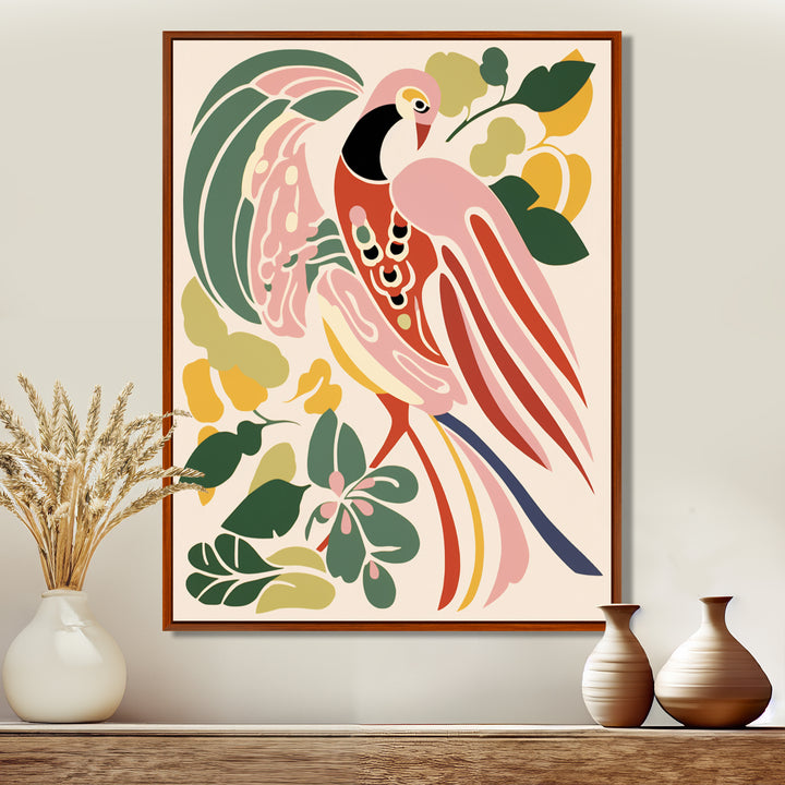 Pink Peacock Graphic Illustration - Peacock Canvas Wall Art