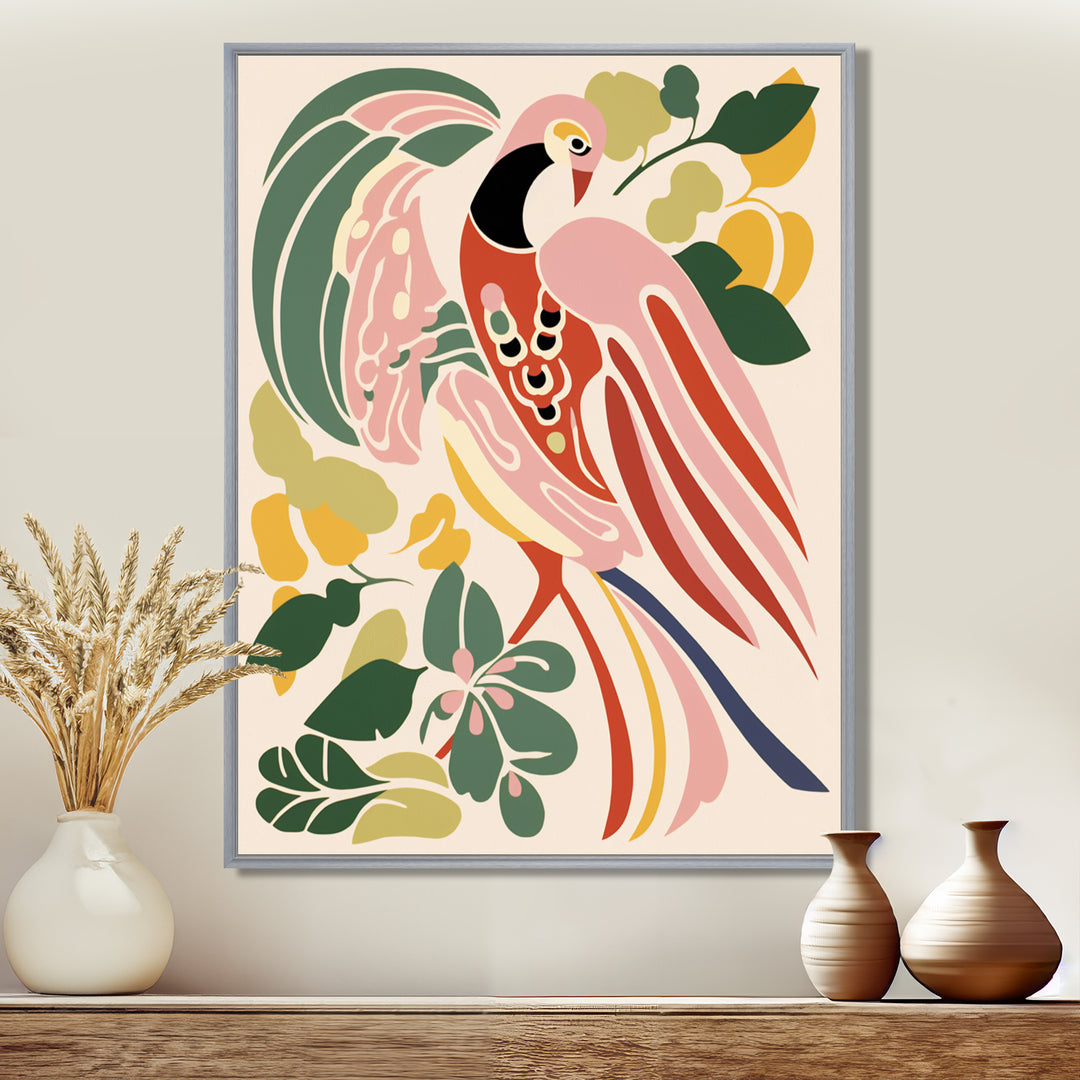 Pink Peacock Graphic Illustration - Peacock Canvas Wall Art