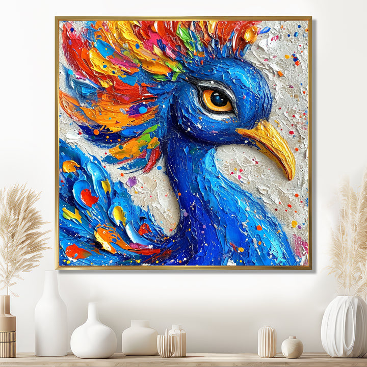 Painting Of Beautiful Blue Peacock - Peacock Wall Decor