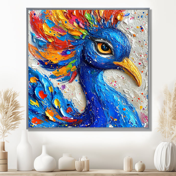 Painting Of Beautiful Blue Peacock - Peacock Wall Decor