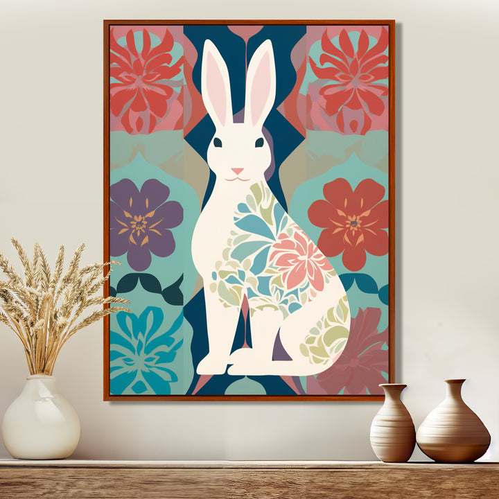 Follow The White Rabbit Retro Illustration - Rabbit Wall Art Prints
