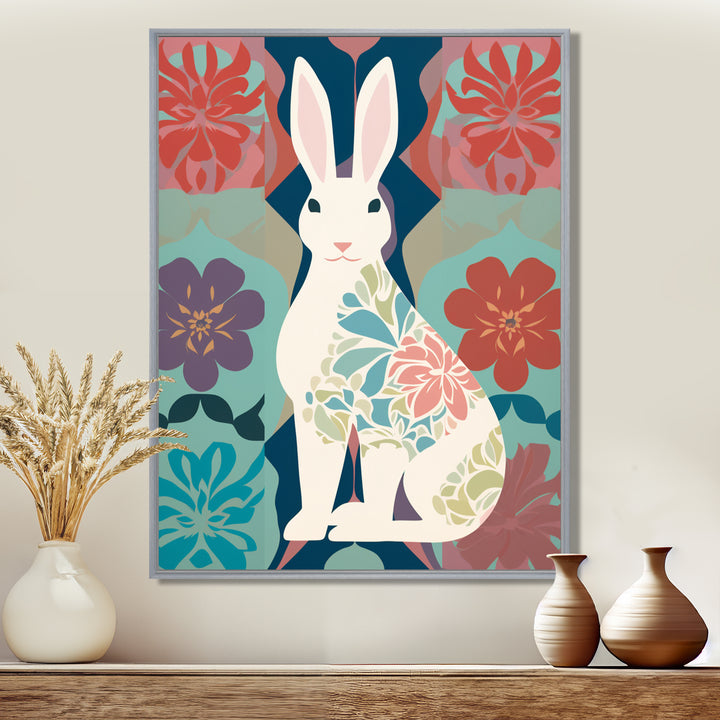 Follow The White Rabbit Retro Illustration - Rabbit Wall Art Prints