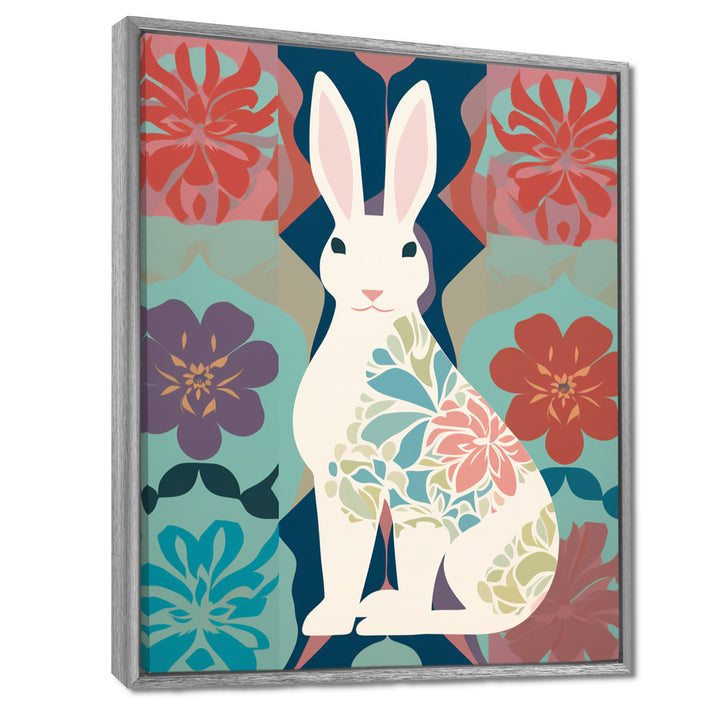 Follow The White Rabbit Retro Illustration - Rabbit Wall Art Prints