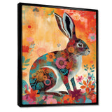 Colorful Boho Retro Rabbit Illustration - Rabbit Wall Art Prints